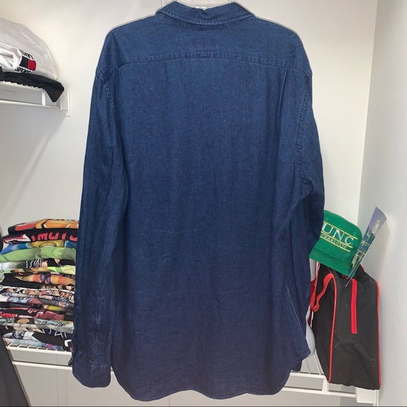 Polo Ralph Lauren Mens Denim Long Sleeve Button Up Slim Jean Indigo Shirt XXL - Picture 3 of 5